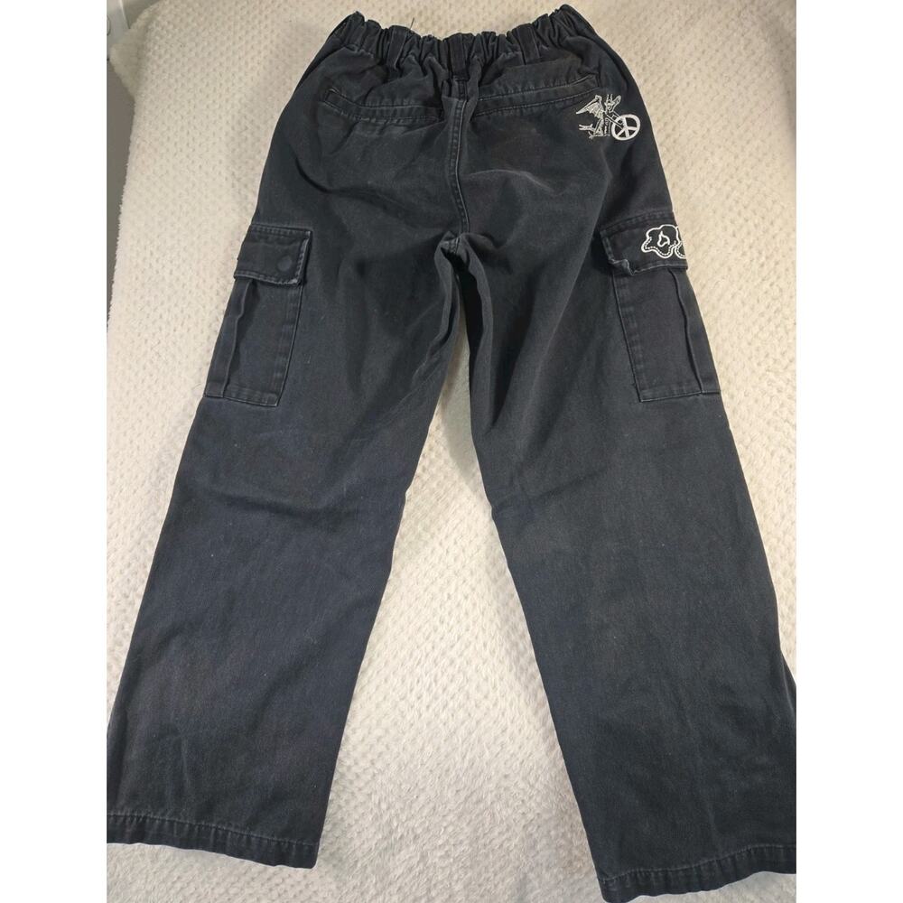 Obey Cargo Pants Womens 26 Black Wide Leg Embroidered Streetwear Skate Y2K #118 - Picture 4 of 8